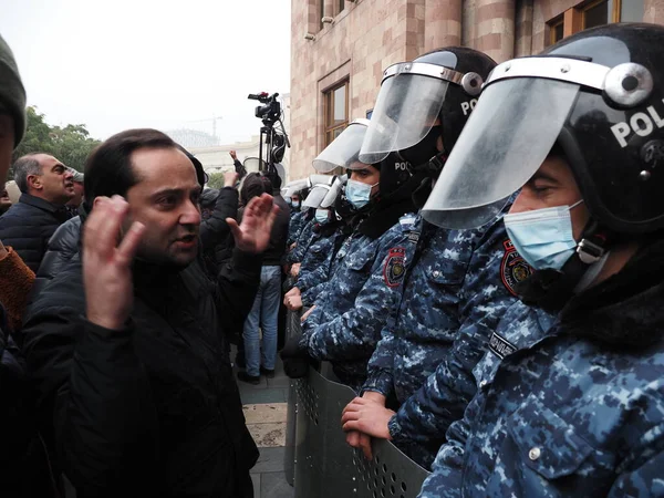 Governo Protestos Pashinyan Erevan Após Guerra Agressão Por Terroristas Azerbaijani Imagens Royalty-Free