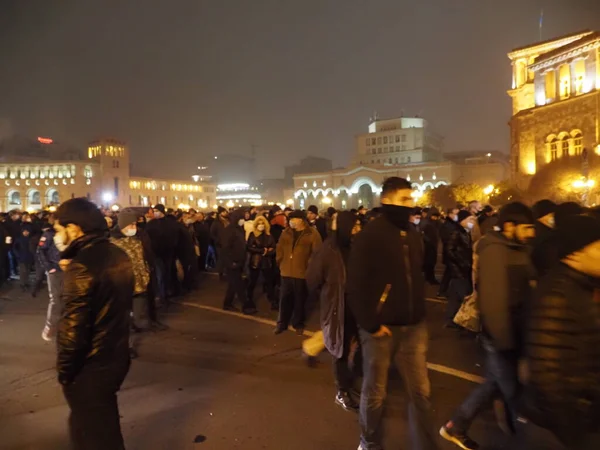 Protestas Antigubernamentales Antipashinianas Ereván Tras Guerra Agresión Los Terroristas Azerbaiyanos — Foto de Stock