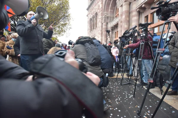 Regering Antipashinyanska Protester Jerevan Efter Kriget Aggression Turkiska Azerbajdzjanska Terrorister — Stockfoto