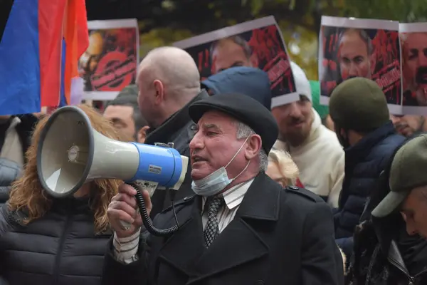 Regering Antipashinyanska Protester Jerevan Efter Kriget Aggression Turkiska Azerbajdzjanska Terrorister — Stockfoto