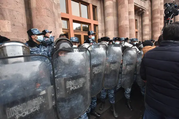 Antyrządowe Antypaszyńskie Protesty Erywaniu Wojnie Tureckich Terrorystów Azerbejdżańskich Przeciwko Pokojowym — Zdjęcie stockowe