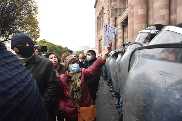 Governo Protestos Pashinyan Erevan Após Guerra Agressão Por Terroristas Azerbaijani — Fotografia de Stock