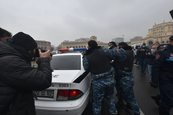 Kormányellenes Pashinya Ellenes Tüntetések Jerevánban Török Azerbajdzsáni Terroristák Által Artsakh — Stock Fotó