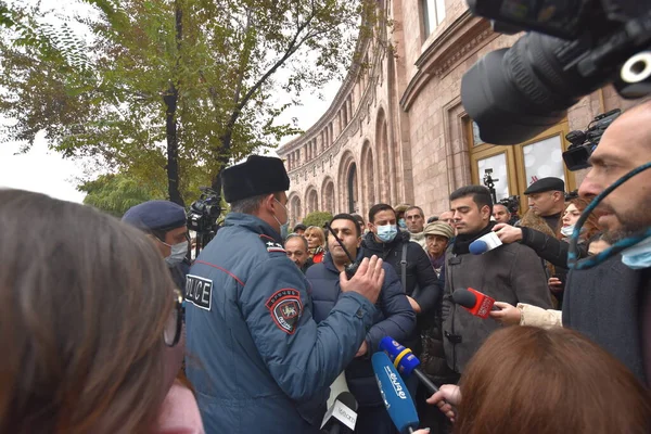 Regering Antipashinyanska Protester Jerevan Efter Kriget Aggression Turkiska Azerbajdzjanska Terrorister — Stockfoto