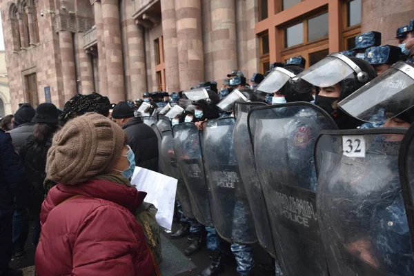 Governo Protestos Pashinyan Erevan Após Guerra Agressão Por Terroristas Azerbaijani Fotografia De Stock