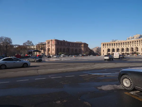 Rare Cas Neige Dans Capitale Arménie Erevan Décembre 2020 — Photo