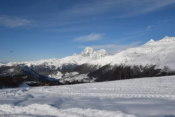 Winter Ushguli Kaukasus Der Region Samegrelo Zemo Svaneti Georgien — Stockfoto