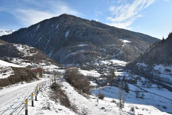 Winter Ushguli Kaukasus Der Region Samegrelo Zemo Svaneti Georgien — Stockfoto