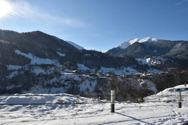 Winter Ushguli Kaukasus Der Region Samegrelo Zemo Svaneti Georgien — Stockfoto