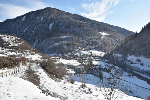 Winter Ushguli Kaukasus Der Region Samegrelo Zemo Svaneti Georgien — Stockfoto