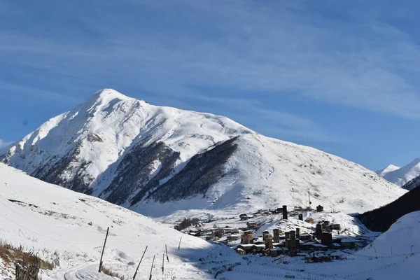 Winter Ushguli Kaukasus Der Region Samegrelo Zemo Svaneti Georgien — Stockfoto