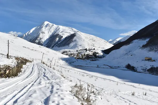 Winter Ushguli Kaukasus Der Region Samegrelo Zemo Svaneti Georgien — Stockfoto