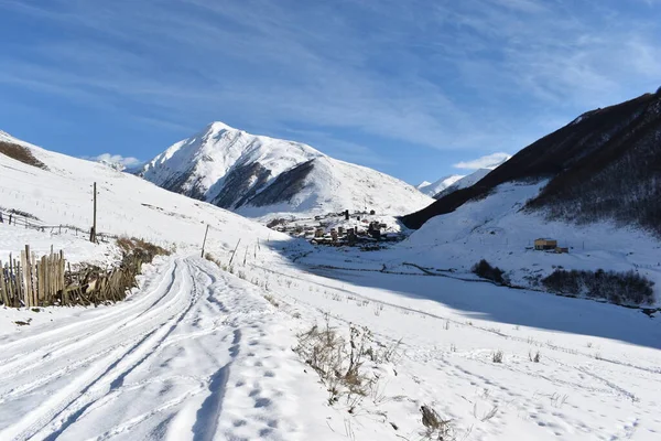 Hiver Ushguli Dans Les Montagnes Caucase Samegrelo Zemo Région Svaneti — Photo