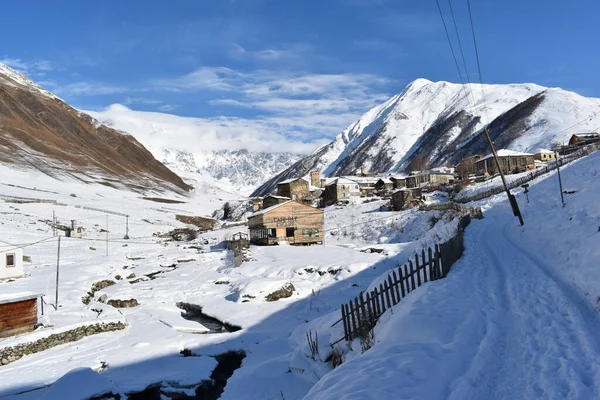 Winter Ushguli Kaukasus Der Region Samegrelo Zemo Svaneti Georgien — Stockfoto