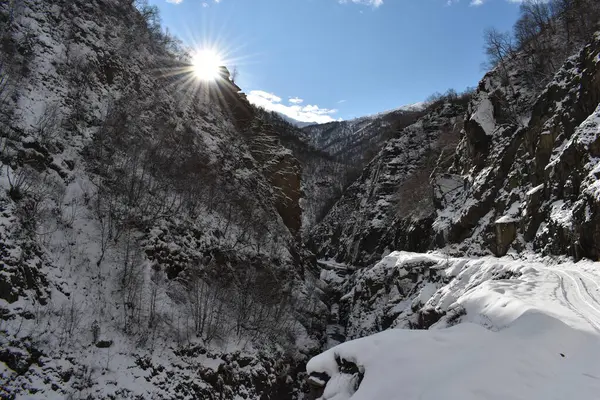 Winter Ushguli Kaukasus Der Region Samegrelo Zemo Svaneti Georgien — Stockfoto