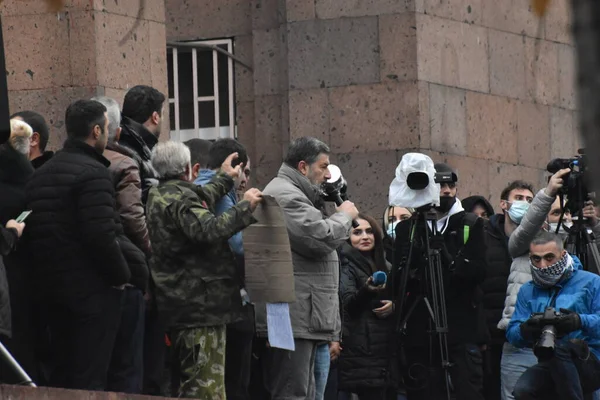 Antyrządowe Antypaszyńskie Protesty Erywaniu Wojnie Tureckich Terrorystów Azerbejdżańskich Przeciwko Pokojowym — Zdjęcie stockowe