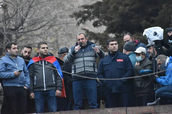 Protestas Antigubernamentales Antipashinianas Ereván Tras Guerra Agresión Los Terroristas Azerbaiyanos —  Fotos de Stock