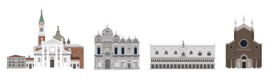 Venedik turist konumlar Icons set