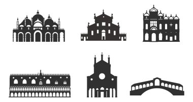 Venedik turist konumlar Icons set