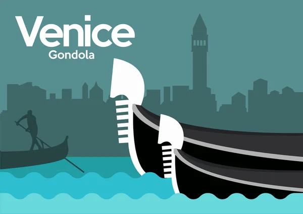 威尼斯运河上的贡多拉 — 图库矢量图片