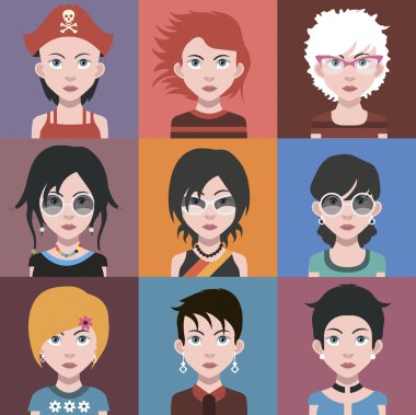 Kadın avatar simge kümesi