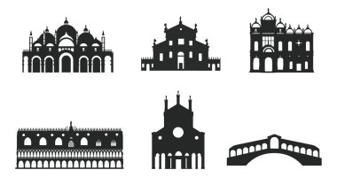 Venedik turist konumlar Icons set