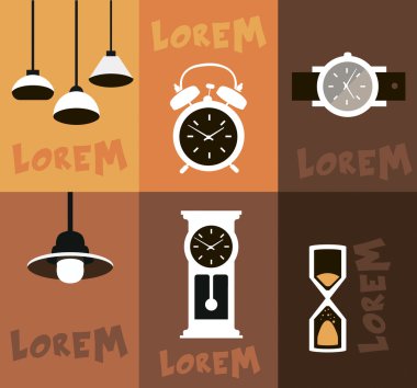 antika saatler ve lambalar Icons set