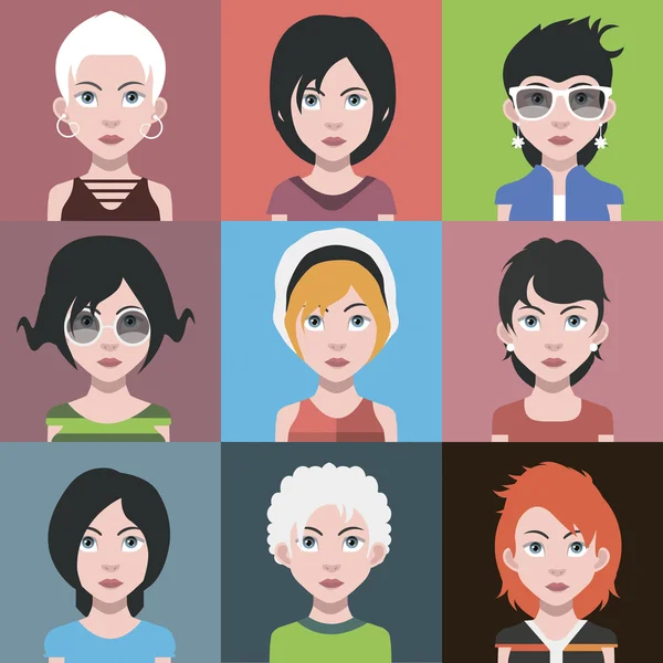 Av kvinnliga avatar ikoner — Stock vektor