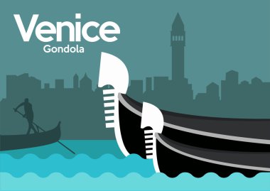 Venedik 'te Kanal' da Gondollar