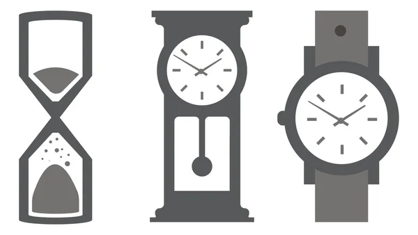 Horloge murale, sablier, icône de montre — Image vectorielle