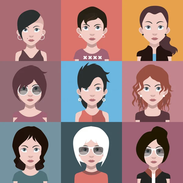 Ensemble d'icônes avatar féminines — Image vectorielle