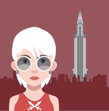 New York gökdelen kadınla