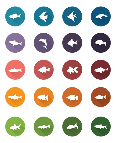 Varios peces iconos conjunto — Vector de stock