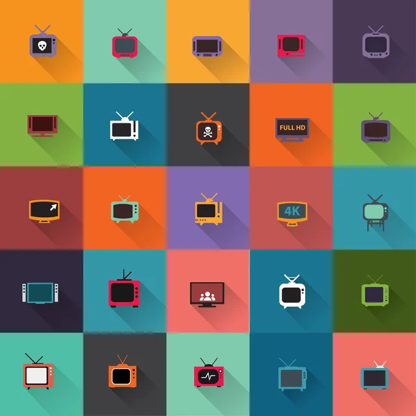 Tv, set de iconos de televisión — Vector de stock