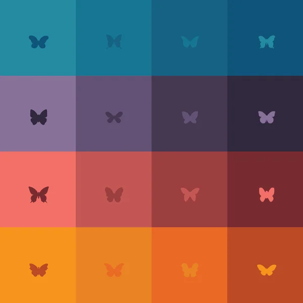 Σύνολο εικονιδίων πολύχρωμες πεταλούδες — Διανυσματικό Αρχείο