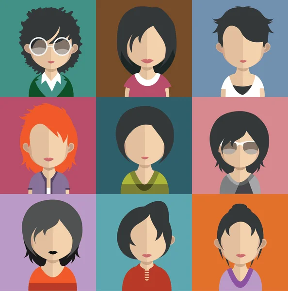 Conjunto de iconos avatar femeninos — Vector de stock