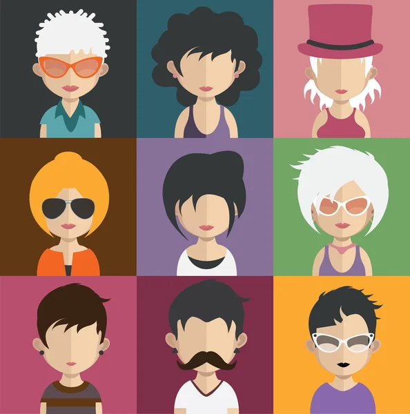 Conjunto de iconos avatar masculinos y femeninos — Vector de stock