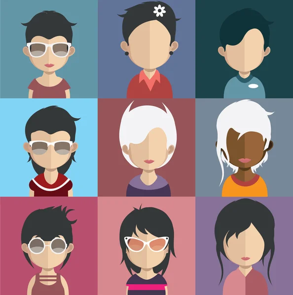 Conjunto de iconos avatar femeninos — Vector de stock