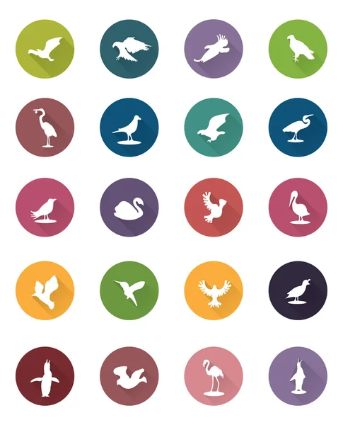 Conjunto de varios iconos de aves — Vector de stock