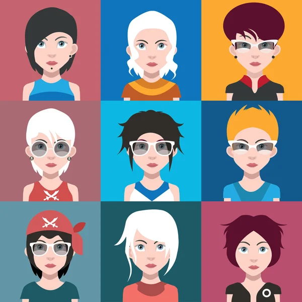 Conjunto de iconos avatar femeninos — Vector de stock