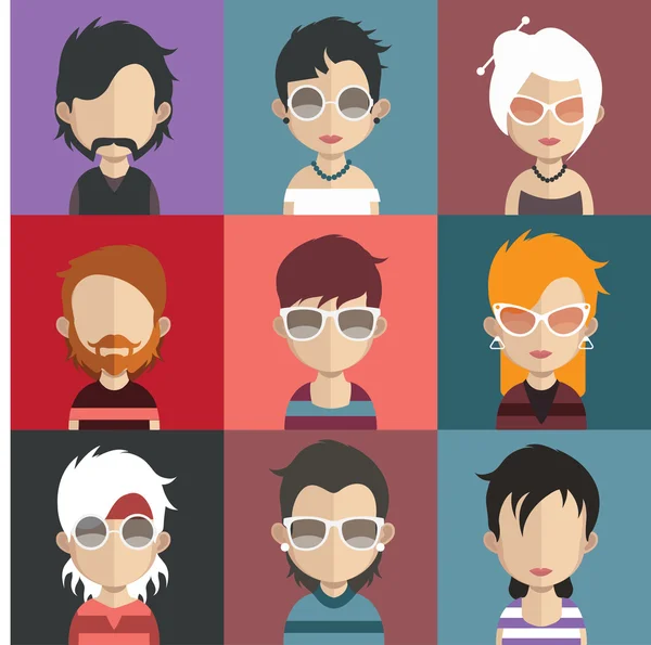 Conjunto de iconos avatar masculinos y femeninos — Vector de stock