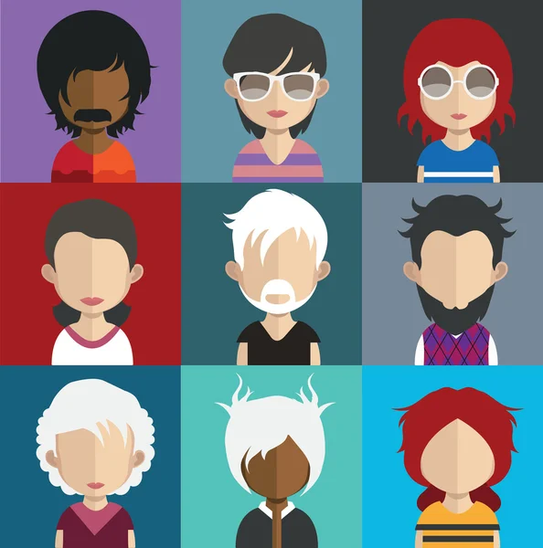 Conjunto de ícones avatar masculino e feminino — Vetor de Stock