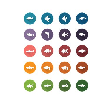 çeşitli balıklar Icons set