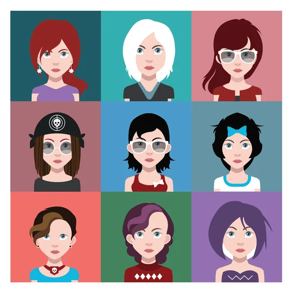 Ensemble d'icônes avatar féminines — Image vectorielle