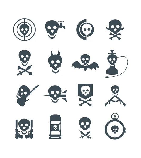 Set of black skull icons — Stock Vector