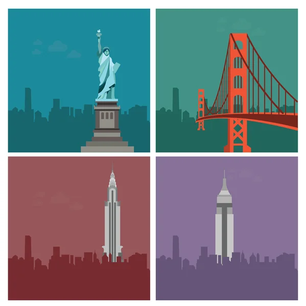 Set of USA landmarks icons — Stock Vector