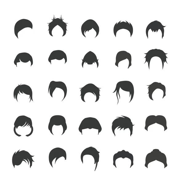 Ensemble d'icônes de coupes de cheveux — Image vectorielle
