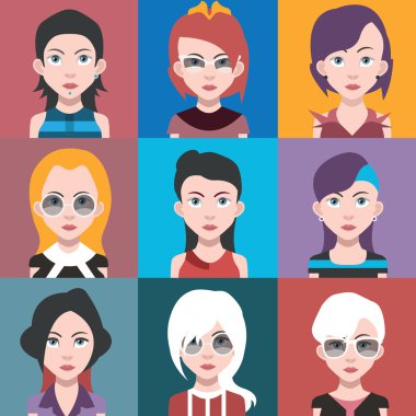 Kadın avatar simge kümesi