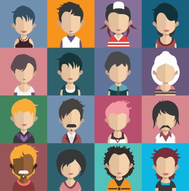 Kadın ve erkek avatar simge kümesi