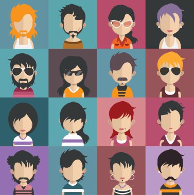 Kadın ve erkek avatar simge kümesi